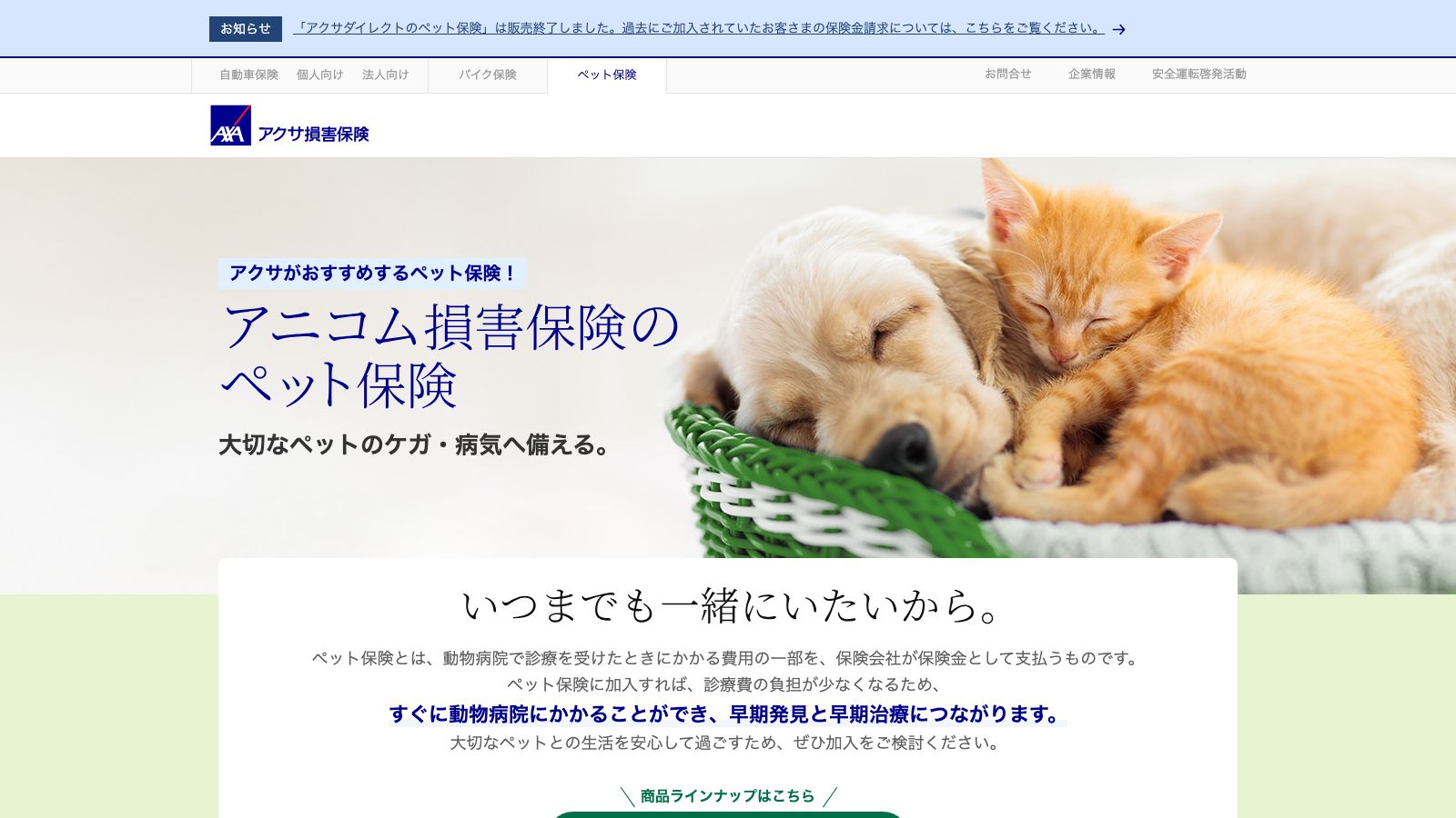 アクサ損害保険「ペット保険(アクサ損害保険株式会社)」
